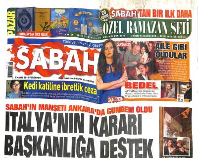 Sabah Gazetesi 7 Mayıs 2015 - İtalyanın Kararı Başkanlığa Destek GZ104645 - 1