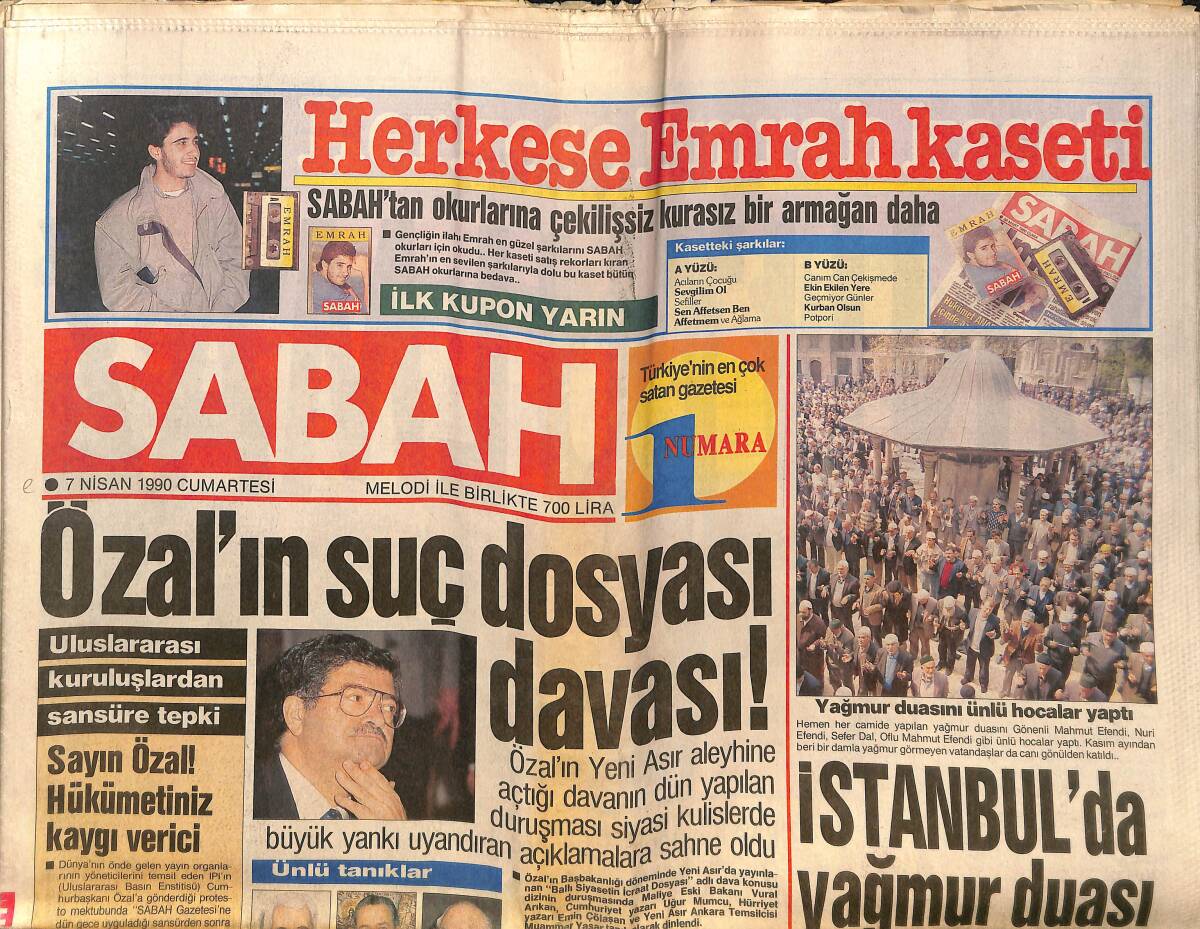 Sabah Gazetesi 7 Nisan 1990 - Özal'ın Suç Dosyası Davası - Dalaman Savcısı İçin Soruşturma GZ150324 - 1