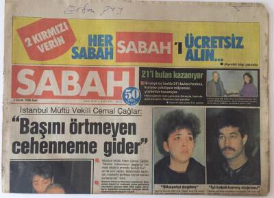 Sabah Gazetesi 7 Ocak 1986 - İstanbul Müftüsü Başını Örtmeyen Cehenneme Gider GZ25007 - 1