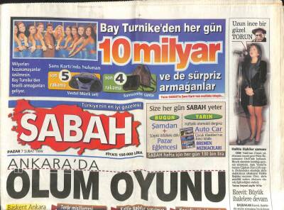Sabah Gazetesi 7 Şubat 1999 - Rekortmen Yazar Orhan Pamuk Yine Fırtınalar Estiriyor GZ113491 - 1