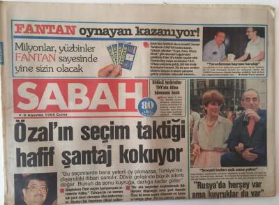 Sabah Gazetesi 8 Ağustos 1986 - Özalın Seçim Taktiği Hafif Şantaj Kokuyor GZ20935 - 1