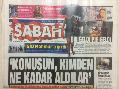 Sabah Gazetesi 8 Ağustos 2014 - Erdoğan İş Adamlarına Seslendi,Konuşun Kimden Ne Kadar Aldılar GZ29498 - 1