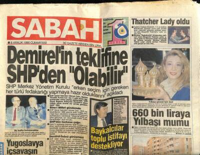Sabah Gazetesi 8 Aralık 1990 - 660 Bin Liraya Yılbaşı Mumu GZ62130 - 2