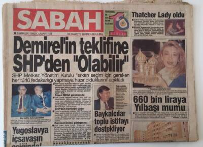 Sabah Gazetesi 8 Aralık 1990 - Baykalcılar Toplu İstifayı Destekliyor, Saddam Kuveyte Hala Asker Yığıyor GZ16050 - 2