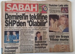 Sabah Gazetesi 8 Aralık 1990 - Baykalcılar Toplu İstifayı Destekliyor, Saddam Kuveyte Hala Asker Yığıyor GZ16050 - 1