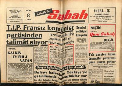 Sabah Gazetesi 8 Ekim 1965 - Çetin Altan Vergi Kaçakçısı GZ63990 - 2