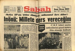 Sabah Gazetesi 8 Haziran 1966 - İsmet İnönüMillete Ders Vereceğim GZ61176 - 2