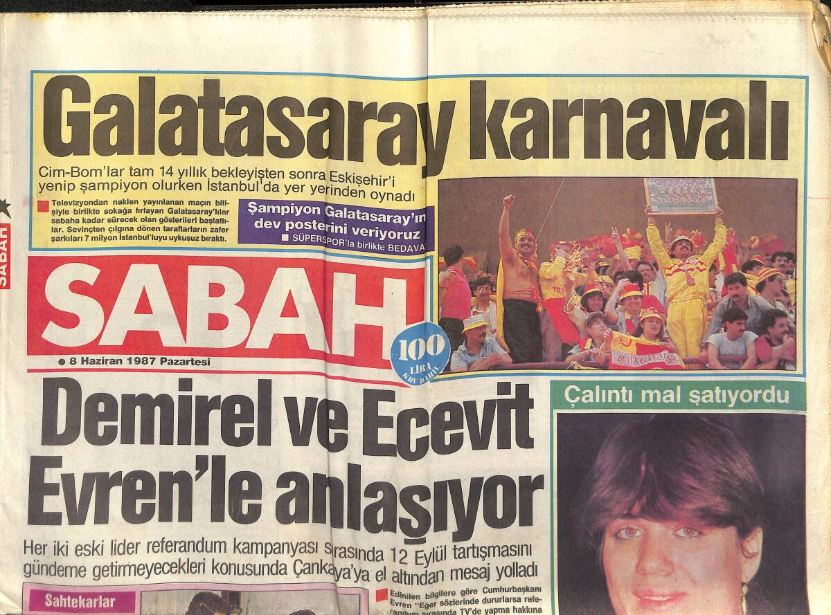 Sabah Gazetesi 8 Haziran 1987 - Galatasaray Karnavalı - Canan Pekkol'u Görenler Tanıyamadı GZ153262 - 1