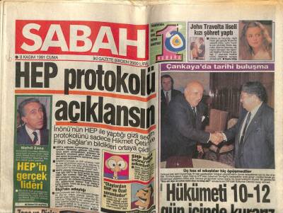 Sabah Gazetesi 8 Kasım 1991 - Doğum Günü Hediyesi GZ56648 - 1