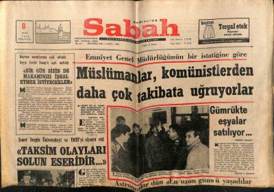 Sabah Gazetesi 8 Mart 1969 - Müslümanlar Komünistlerden Daha Çok Takibata Uğruyorlar GZ64112 - 2