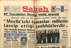 Sabah Gazetesi 8 Nisan 1966 - Meclisteki Temaslar Milletin Tasvip Ettiği Taahhütlerdir GZ64230 - 2
