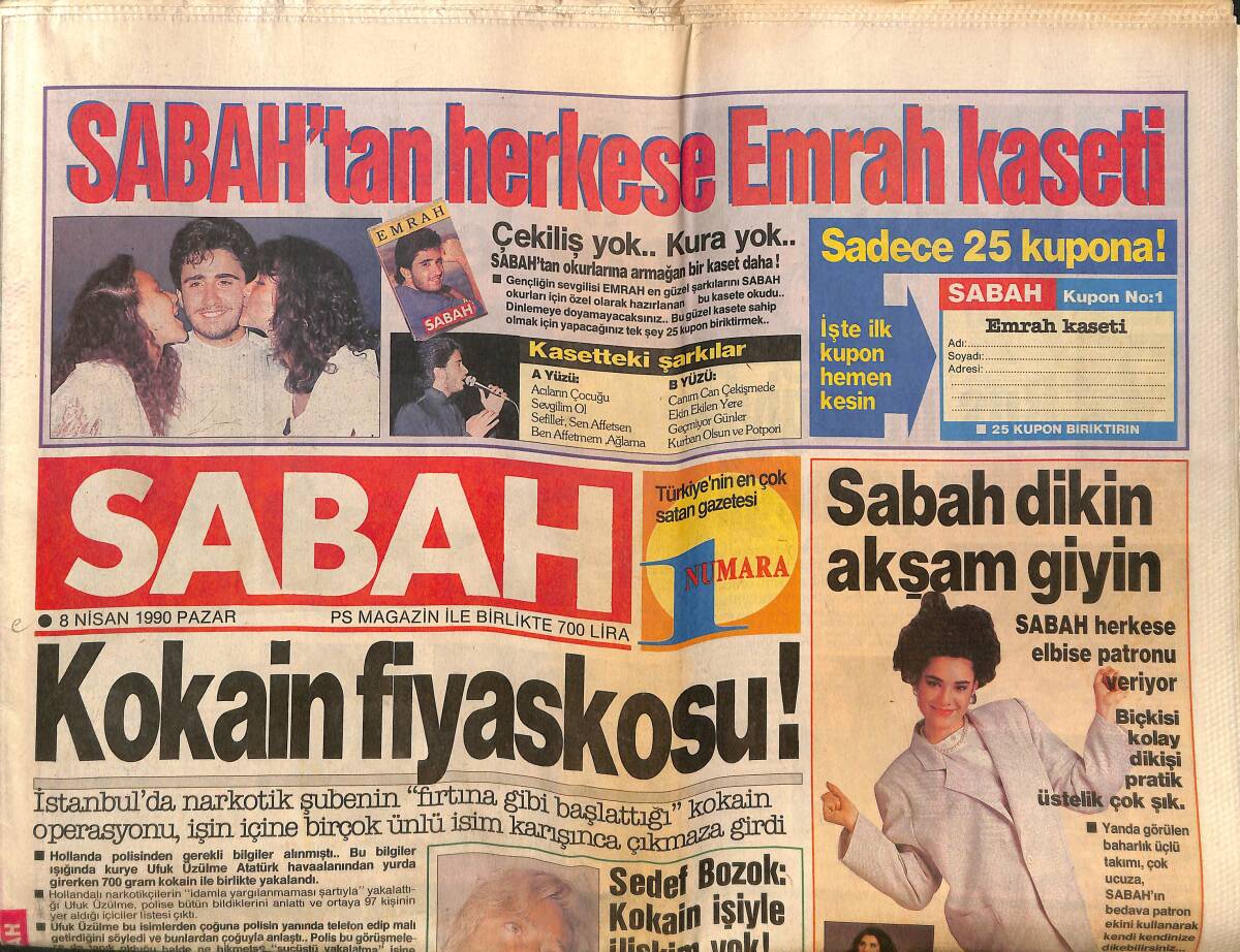 Sabah Gazetesi 8 Nisan 1990 - Fatma Girik SHP'nin Ağır Topu Oldu - İmren Hanımdan Süper Emekliye Müjde GZ150323 - 1