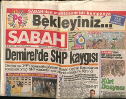 Sabah Gazetesi 8 Nisan 1992 - Demirelde SHP Kaygısı GZ62840 - 2