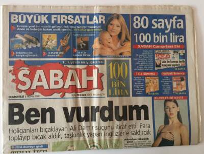 Sabah Gazetesi 8 Nisan 2000 - Leeds - G. Saray Maçı UEFA Devreye Girdi Tehlike Büyük GZ13075 - 1