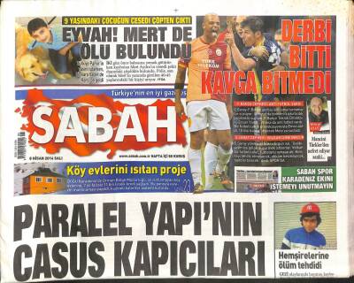 Sabah Gazetesi 8 Nisan 2014 - Ukraynanın Bir Parçası Daha Koptu - Köy Evlerini Isıtan Proje GZ100247 - 1