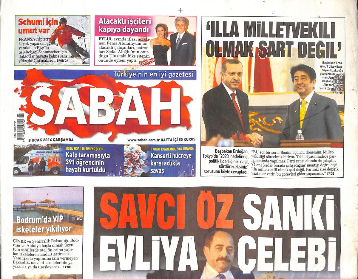Sabah Gazetesi 8 Ocak 2014 - İzmir'de Manidar Operasyon - Mağaza Hırsızı Hukukçu Çıktı GZ135523 - 1