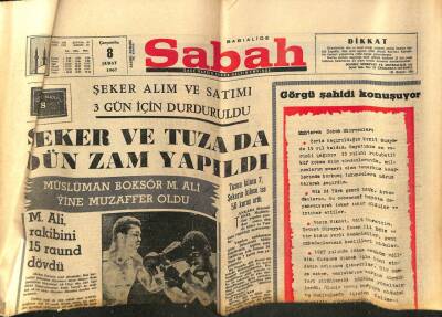 Sabah Gazetesi 8 Şubat 1967 - Müslüman Boksör M.Ali Yine Muzaffer Oldu GZ77354 - 1