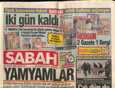 Sabah Gazetesi 8 Şubat 1992 - İsmet İnönünün Eşi Mevhibe Hanım Vefat Etti ! GZ81477 - 1