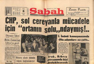 Sabah Gazetesi 8 Temmuz 1966 - Diyanet İşleri Reisi Tunustan Libyaya Geçti GZ80731 - 1