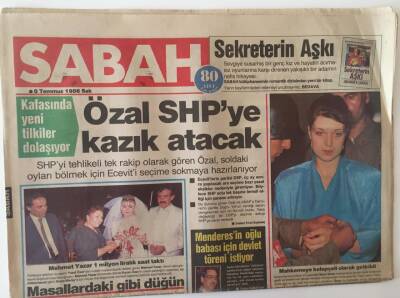 Sabah Gazetesi 8 Temmuz 1986 - Özal SHPya Kazık Atacak , Şarkıcı Neco Başarımı Karıma Borçluyum Dedi GZ20933 - 1