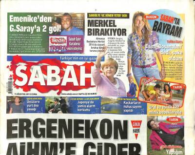 Sabah Gazetesi 9 Ağustos 2013 - Putine Suudi Teklifi Silah Alalım Esaddan Vazgeç - Kaçkarların Nüfus Sayımı Yapıldı GZ98422 - 1