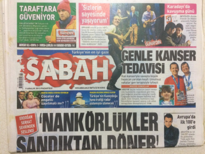 Sabah Gazetesi 9 Aralık 2013 - Erdoğan,Nankörlükler Sandıktan Döner GZ27979 - 1