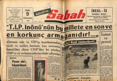 Sabah Gazetesi 9 Ekim 1965 - Şöförler CHP Aleyhine Gösteri Yaptı GZ63989 - 2