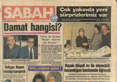Sabah Gazetesi 9 Ekim 1985 - Rahşan Hanım Ortalığı Karıştırdı - Hürmüz Hanım , Kederli Gününde Sevinçli Haberi Aldı GZ114092 - 1