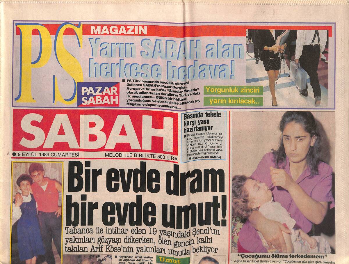Sabah Gazetesi 9 Eylül 1989 - Doğu'da Göç Yüzünden 202 Okul Kapandı - Pfaff Korkusu GZ150475 - 1