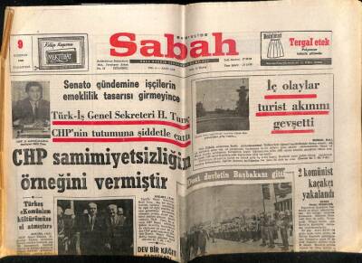 Sabah Gazetesi 9 Haziran 1969 - 2 Komünist Kaçakçı Yakalandı GZ64094 - 1