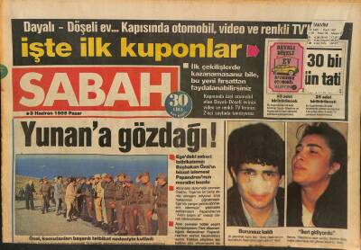Sabah Gazetesi 9 Haziran 1985 - Türkan Şoray Herkes Bize Düşman - Yunana Gözdağı ! GZ127789 - 1