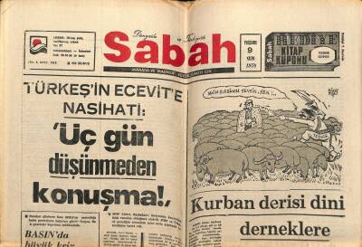 Sabah Gazetesi 9 Kasım 1978 - Erbakan Olaylar İç Harbi Başlatma Provalarıdır Dedi GZ63964 - 2