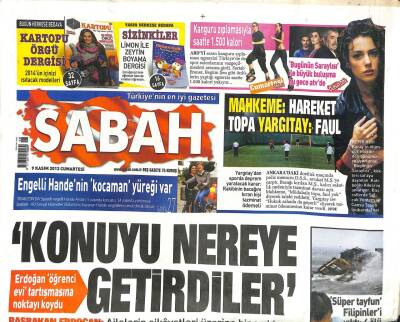 Sabah Gazetesi 9 Kasım 2013 - Fazıl Say 10 Ay Hapse İtiraz Etti - Fındık Ezmesini Kokla Azheimer Testi Yap GZ100544 - 1