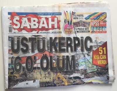 Sabah Gazetesi 9 Mart 2010- Elazığda 6.0 Büyüklüğündeki Depremde Kerpiş Evler Ölüm Tuzağı Oldu GZ6488 - 2