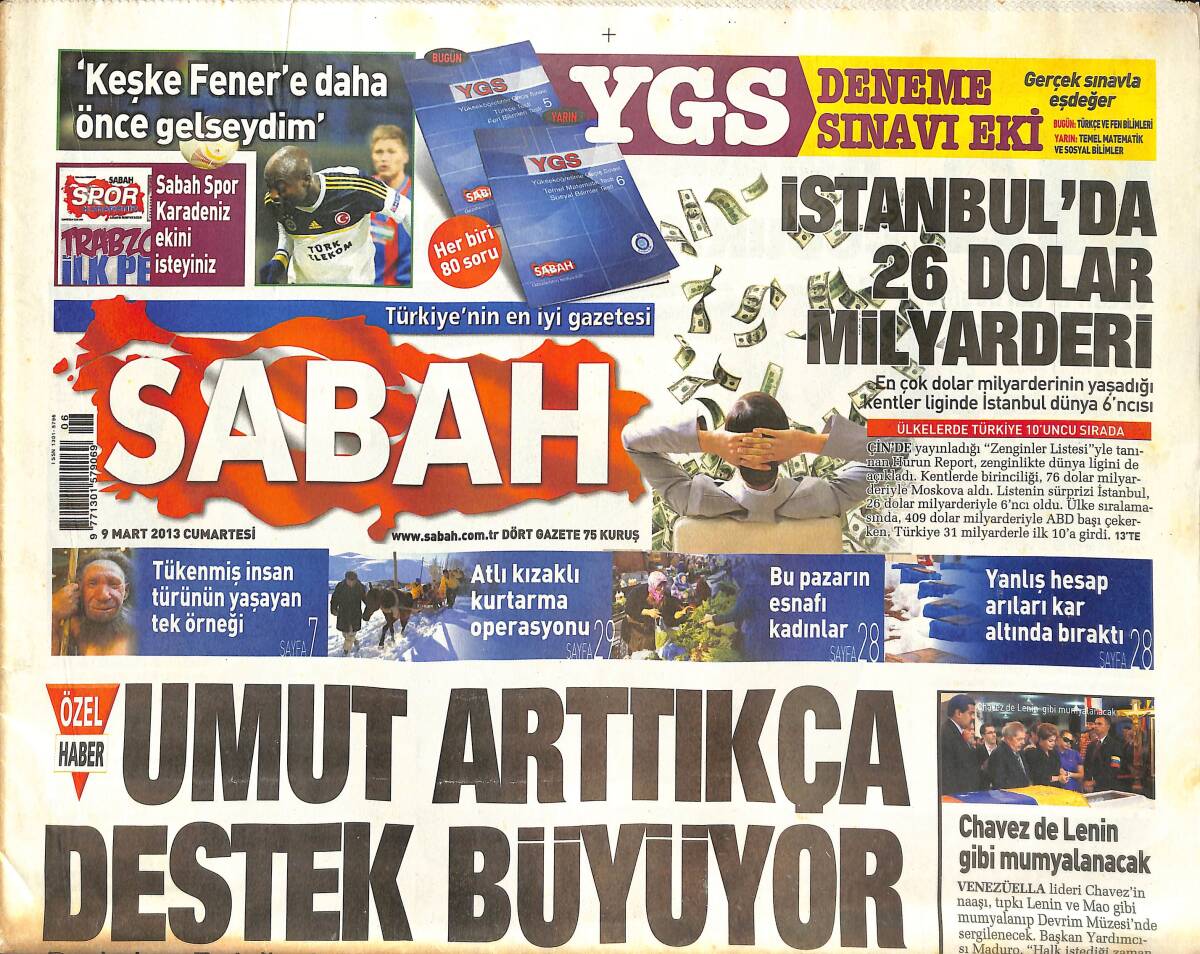 Sabah Gazetesi 9 Mart 2013 - Özcan Deniz'in Kardeşine 5 Yıl Hapis! - Başbakan Erdoğan: Silahlar Değil Gönüller Konuşsun! GZ137281 - 1