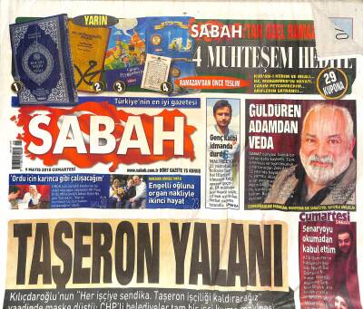 Sabah Gazetesi 9 Mayıs 2015 - Zeki Alasya 72 Yaşında Hayata Gözlerini Yumdu - İngiltere Koalisyona Geçit Vermedi GZ124492 - 1