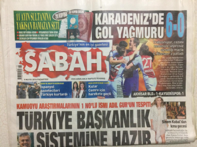 Sabah Gazetesi 9 Mayıs 2016 - Türkiye Başkanlık Sistemine Hazır GZ27589 - 1