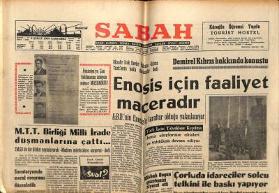 Sabah Gazetesi 9 Şubat 1966 - Enosis İçin Faaliyet Maceradır GZ64134 - 2