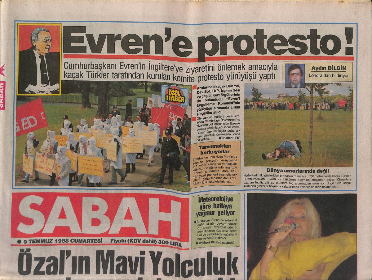 Sabah Gazetesi 9 Temmuz 1989 - Gönül Yazar Coştu - Bülent Ersoy'un Yeni Silahı GZ153265 - 1