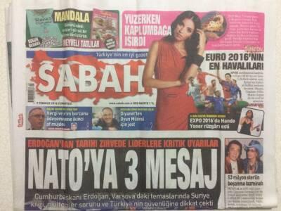 Sabah Gazetesi 9 Temmuz 2016 - Erdoğandan Natoya 3 Mesaj GZ29258 - 1
