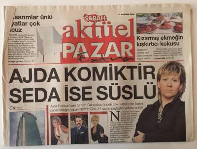 Sabah Gazetesi Aktüel Pazar Eki 13 Haziran 2004 - Nermin Ceri 24 Saatini Paylaştığı Yıldızları Anlattı Ajda Komiktir, Orhan Gencebay Tam Bir Baba Öğretmendir GZ20992 - 1