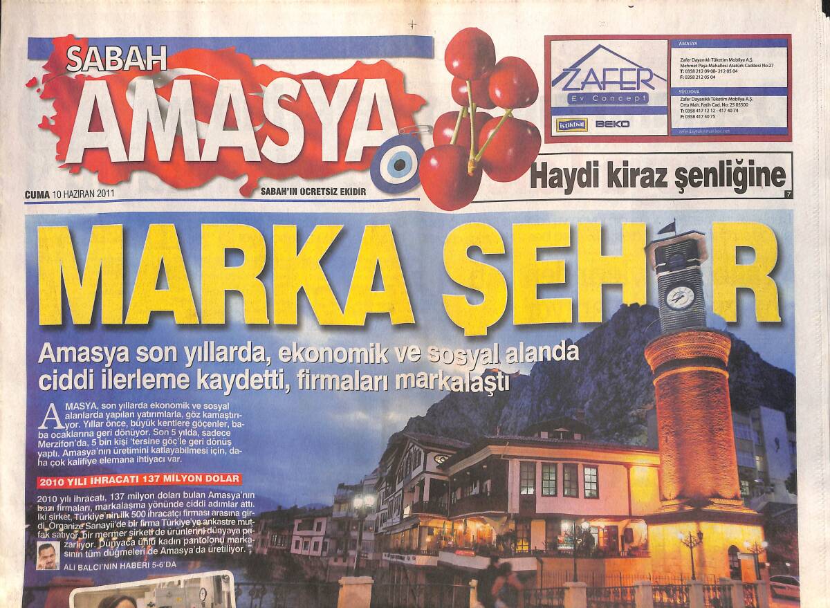 Sabah Gazetesi Amasya Eki 10 Haziran 2011 - Amasya'da Bir Hanımağa - Vali'nin Dev Öğrencileri - Harşena Kalesi'nde Horon Teptiler GZ136381 - 1