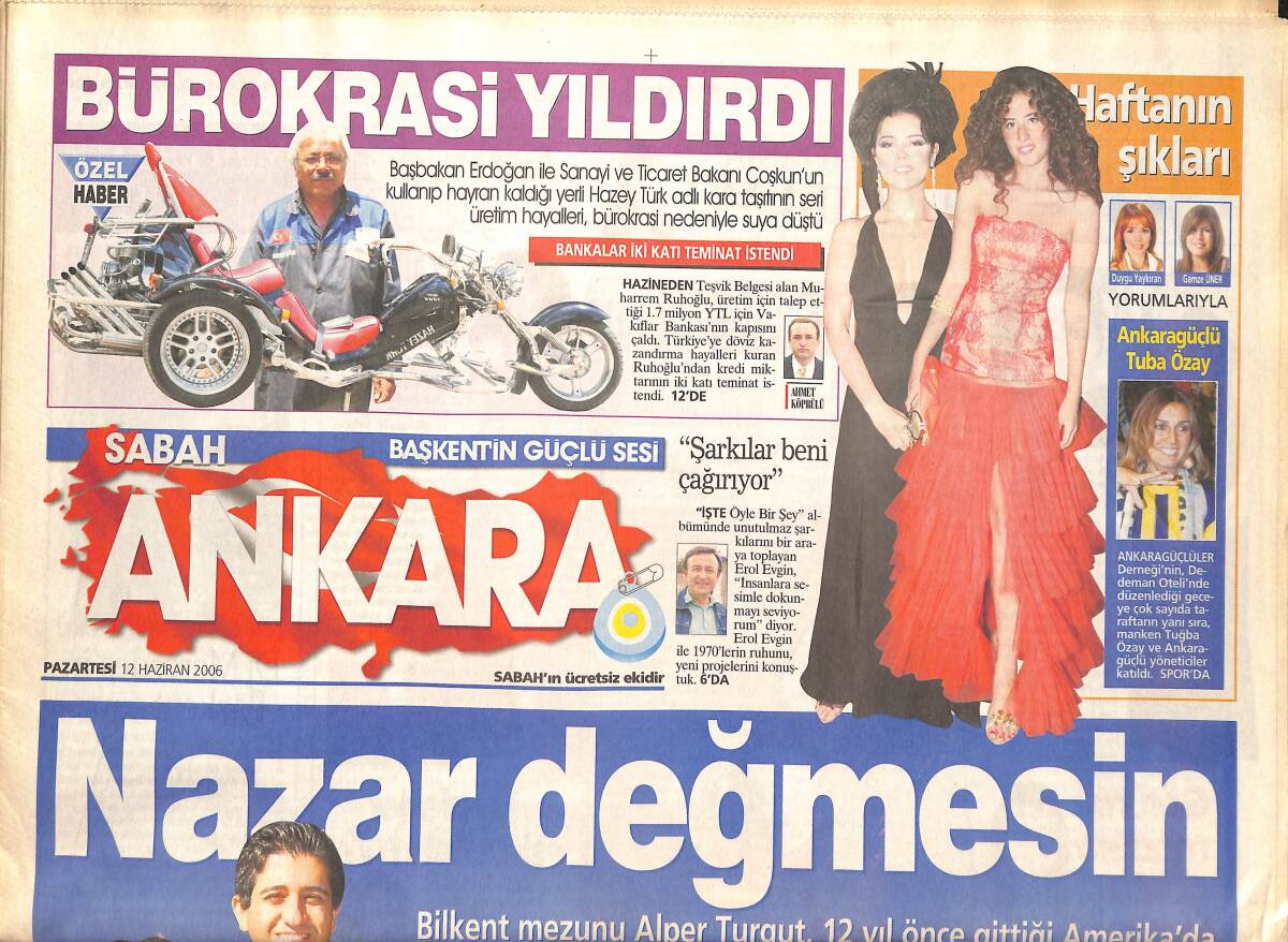 Sabah Gazetesi Ankara Eki 12 Haziran 2006 - Ankaragüçlü Tuğba Özay - Kurtlar Etimesgut'a İndi - Ankara'da Yelken Açmak Başkadır GZ137908 - 1