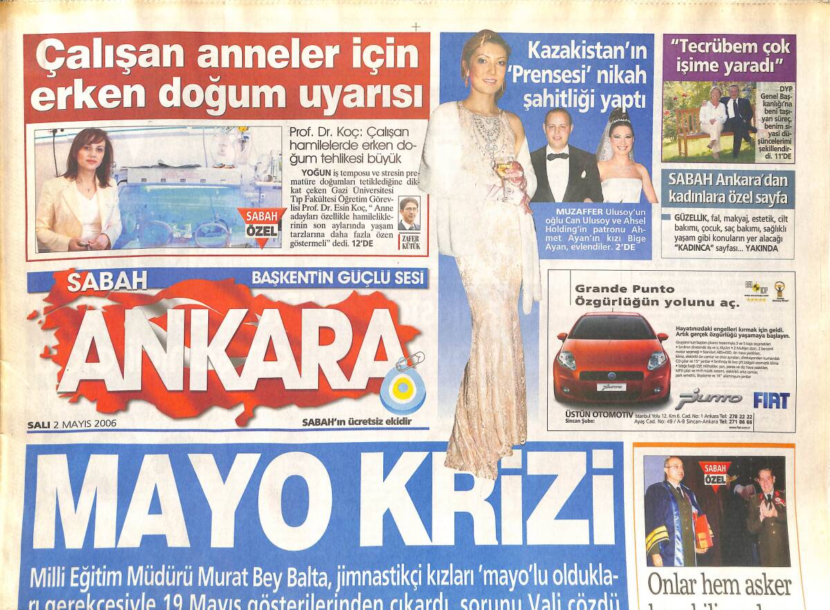 Sabah Gazetesi Ankara Eki 2 Mayıs 2006 - Kazakistan'ın Prensesi Nikah Şahitliği Yaptı - Onlar Hem Asker Hem Bilim Adamı - Şampiyonluğa Cinayet Gölgesi GZ137904 - 1