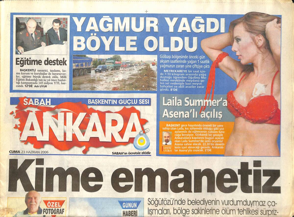 Sabah Gazetesi Ankara Eki 23 Haziran 2006 - Angelina Jolie'den Mazaret! - Melih Gökçek'in İstediği Oldu! GZ137877 - 1
