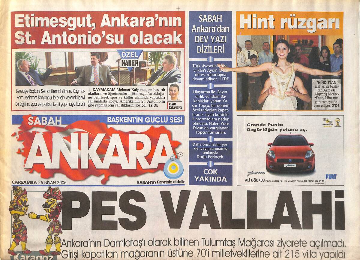 Sabah Gazetesi Ankara Eki 26 Nisan 2006 - Melih Gökçek Yine Çin Yolcusu - Bakan Aksu, Minik Trafikçileri Kutladı! GZ137837 - 1