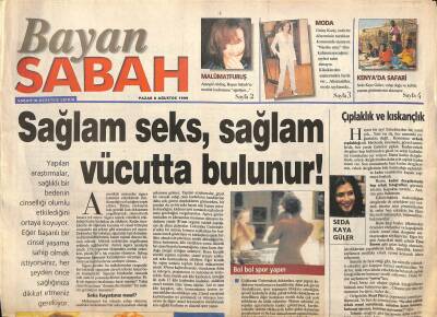 Sabah Gazetesi Bayan Eki 8 Ağustos 1999 - Candan Erçetin Aşk , Kör Bir Şizofreni GZ116312 - 1