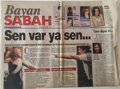 Sabah Gazetesi Bayan Sabah Eki 12 Eylül 1999 - Arzum Onan Bu Hafta Mine Baysanın Konuğu GZ22894 - 1
