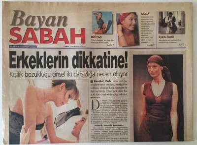 Sabah Gazetesi Bayan Sabah Eki 13 Ağustos 1999 - Erkeklerin Dikkatine Kişilik Bozukluğunu Dikkat GZ22887 - 1