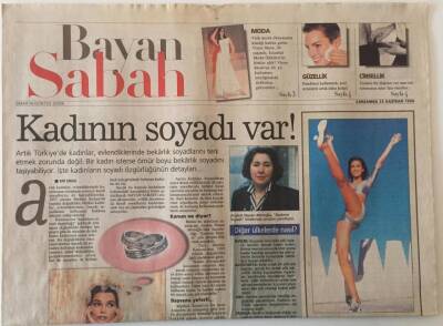 Sabah Gazetesi Bayan Sabah Eki 23 Haziran 1999 - Kadınların Soyadı Özgürlüğünün Detayları GZ22344 - 1